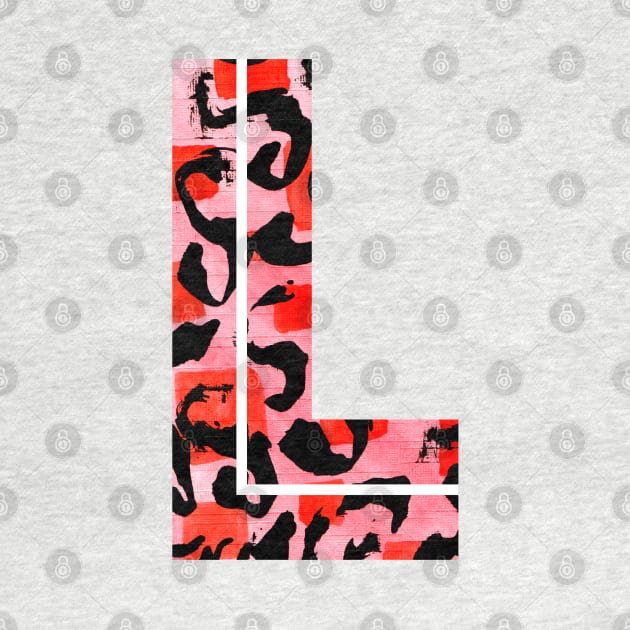Letter L Watercolour Leopard Print Alphabet Red by Squeeb Creative